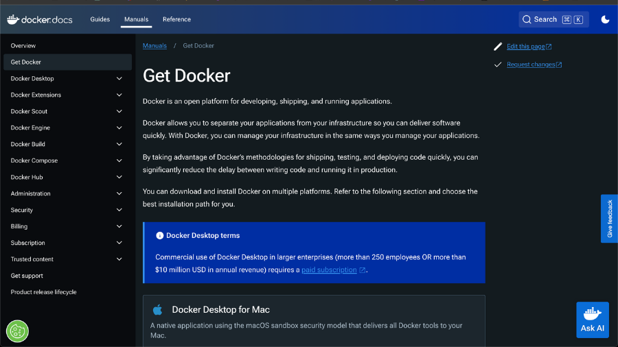 Docker公式のDocker Desktopのインストール画面